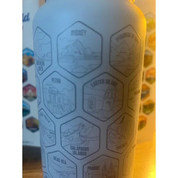 LET'S WANDER World Water Bottle with 2 Sets of 50 Waterproof Stickers - 32oz - Picture 6 of 8